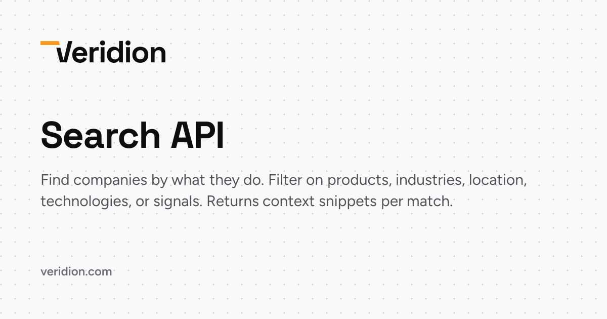 Veridion Search API website preview