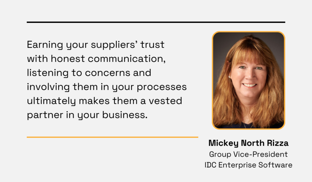 quote about supplier relationships from Mickey North Rizza, Group Vice-President for IDC's Enterprise Software