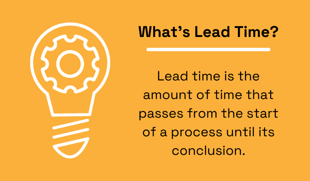 Quote saying: Lead time is the amount of time that passes from the start of a process until its conclusion