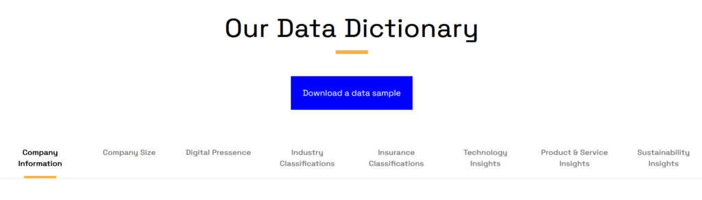 veridion data dictionary screenshot