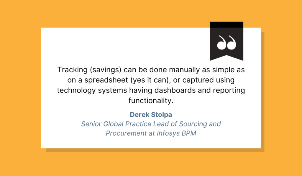 quote about manually tracking savings vs. tracking with technology systems