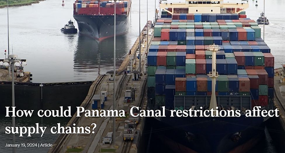 screenshot of a mckinsey article title about supply chain disruptions caused by panama canal restrictions