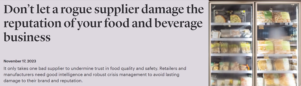 a screenshot of a news article about how unreliable suppliers can damage a company's reputation