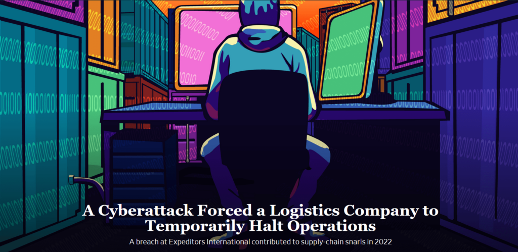 a screenshot of a news article about a cyberattack on a logistics company