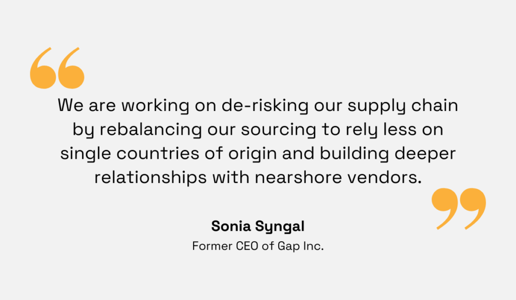 a quote about the importance of embracing nearshoring to de-risk the supply chain