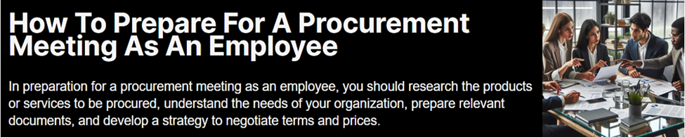 a screenshot of an article about how to prepare for procurement meetings