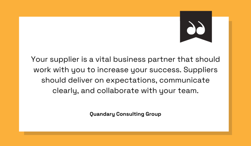a quote about the importance of good suppliers in procurement