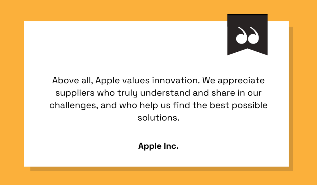 apple's statement about the importance of innovation in their operations