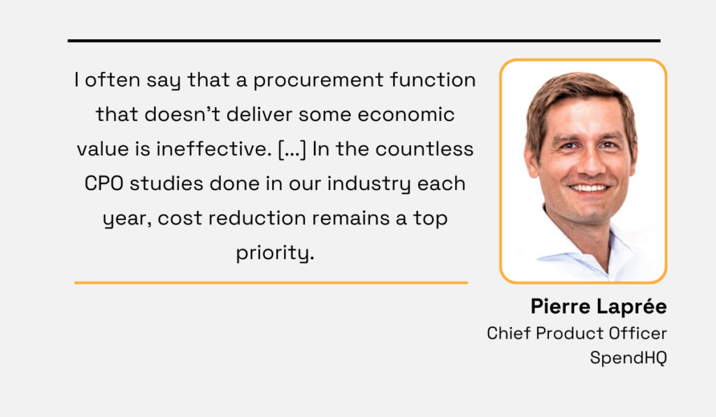 a quote about how cost reduction remains a top priority in procurement
