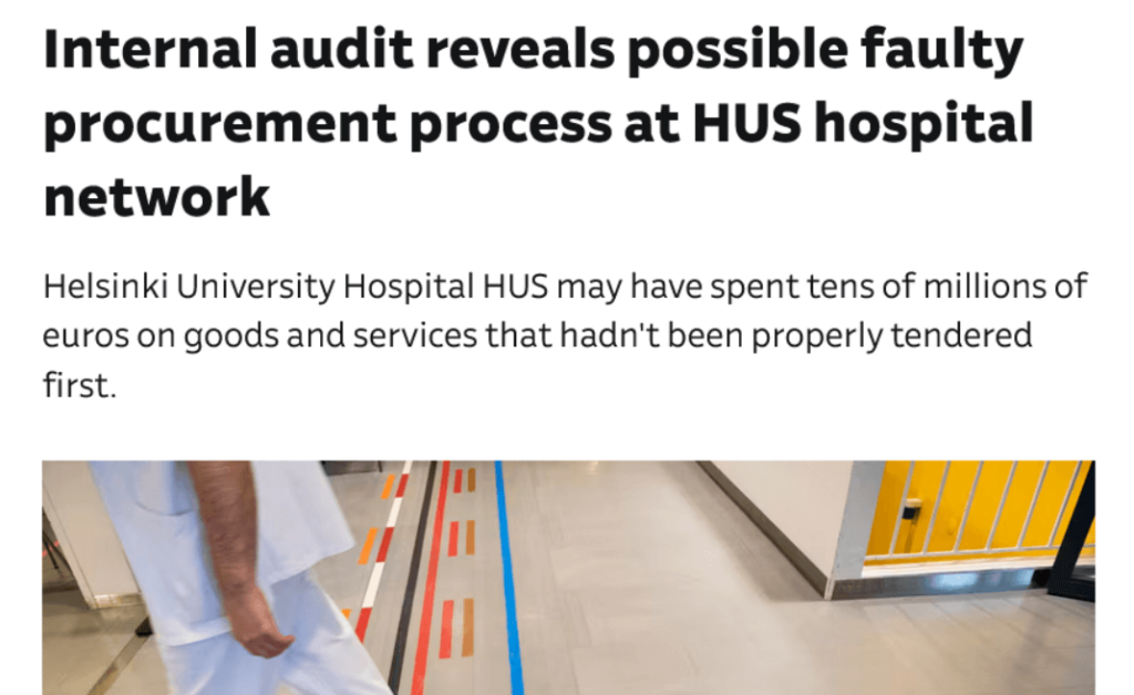 a screenshot of a news article about how an audit revealed a faulty procurement process