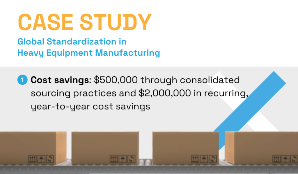 findings of a case study about a global mining machinery manufacturer that achieved hard savings through the consolidation of sourcing practices