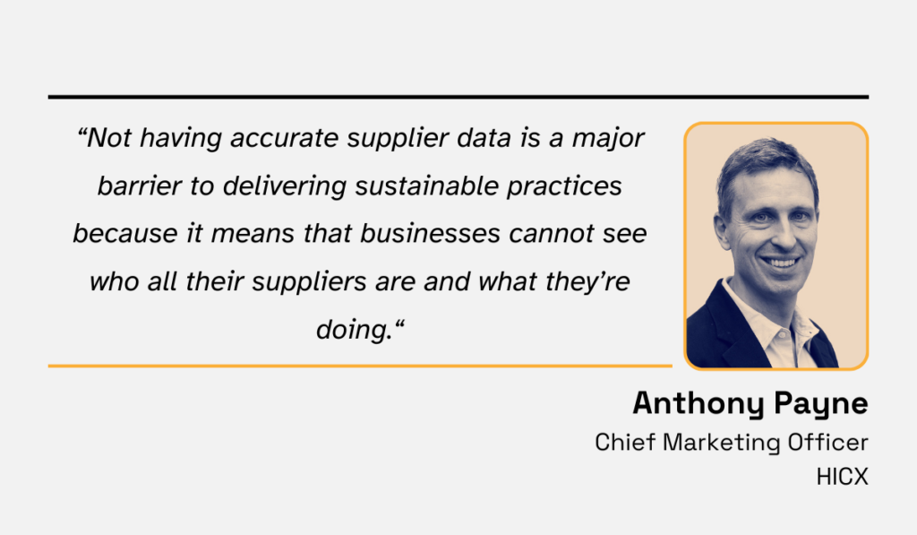 quote stating that a lack of supplier data prevents companies from achieving sustainability goals