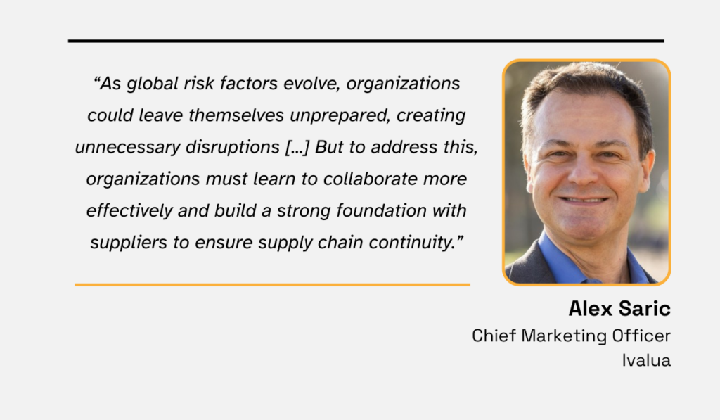 a quote explaining that working closely with suppliers serves as a shield against risks and disruptions