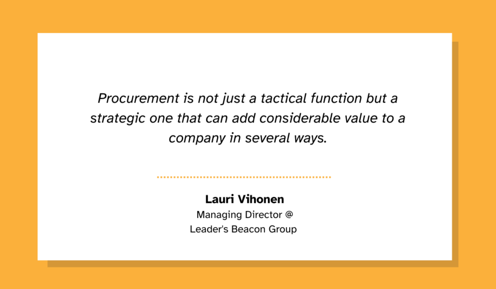 a quote explaining that procurement is a strategic function