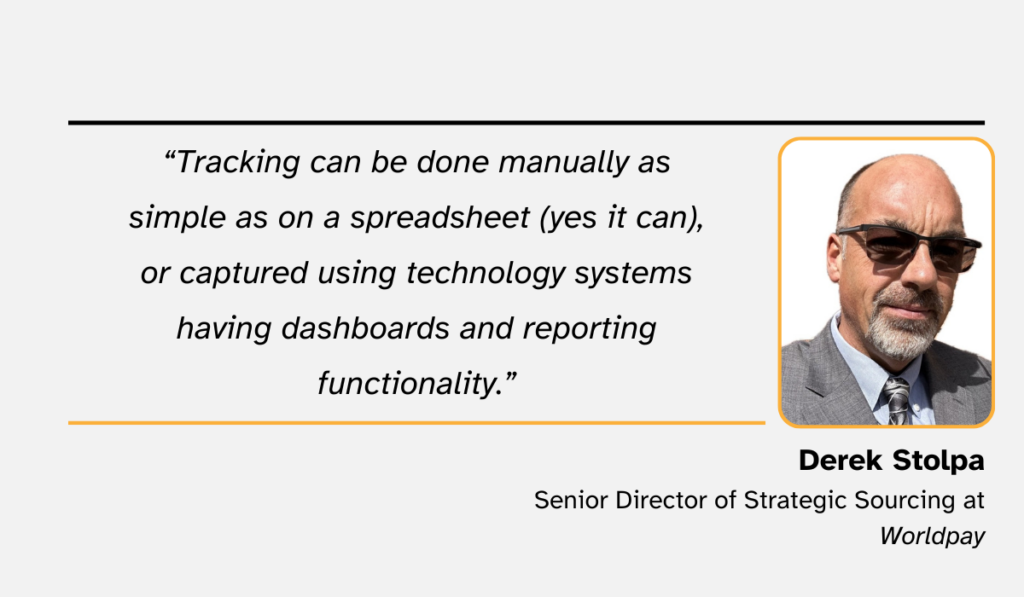 quote about how savings tracking can be done in procurement