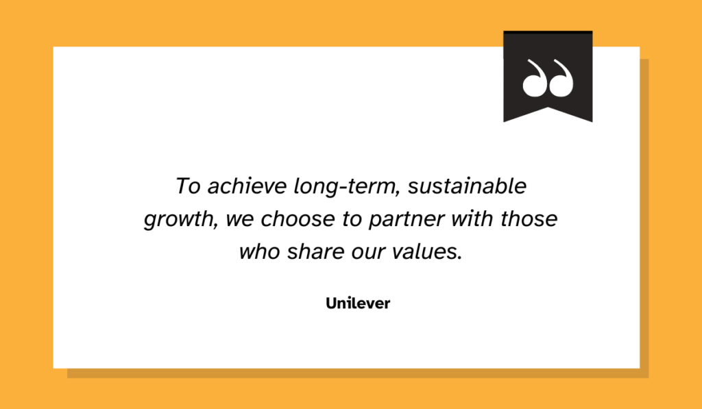 a quote explaining that long term growth is backed by building strong supplier relationships