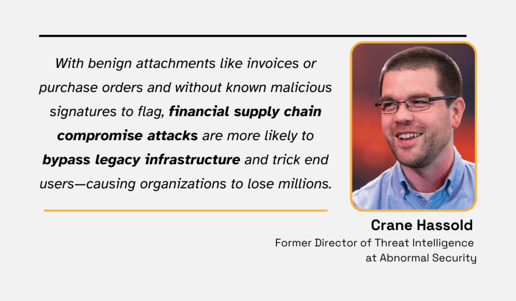 a quote about the dangers of financial supply chain compromise attacks