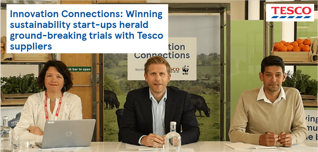 screenshot of a news article headline about tesco investing in sustainable procurement practices