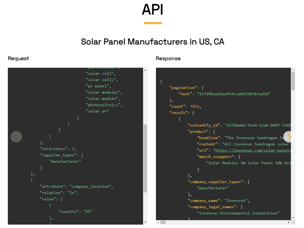 veridion complex search api screenshot