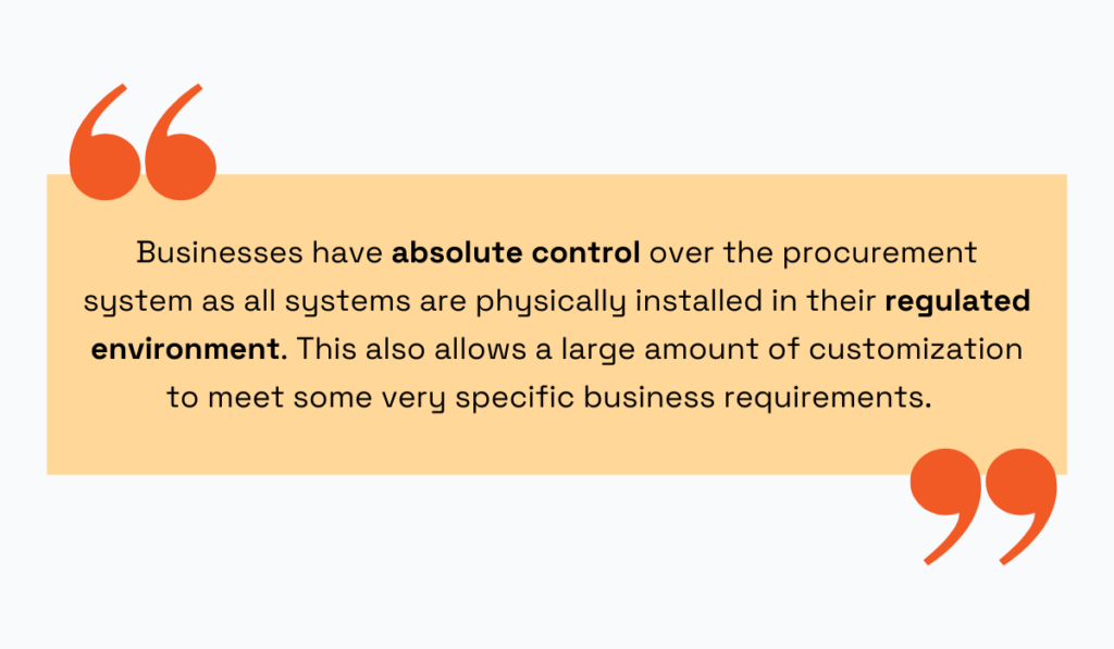 quote explaining why many businesses still opt for on-premise tech solutions