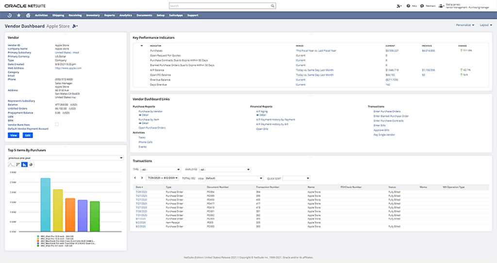 oracle netsuite vendor portal screenshot