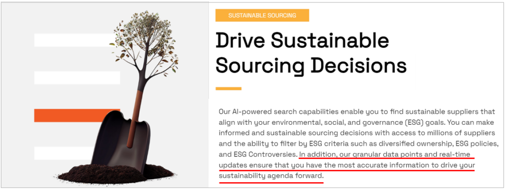 veridion and sustainable sourcing screenshot