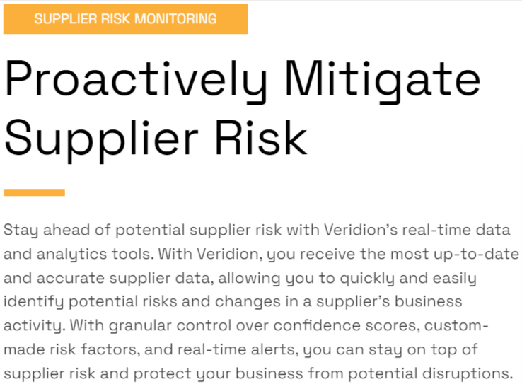 veridion supplier risk mitigation screenshot