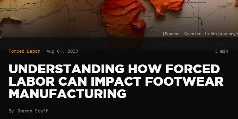 news article screenshot about forced labor impact in footwear manufacturing