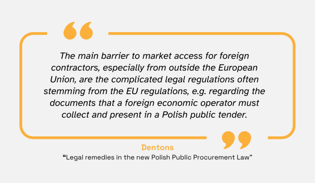 quote explaining that the polish public tenders tend to confuse foreign contractors