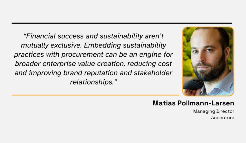 quote explaining that financial success and sustainability in procurement can coexist