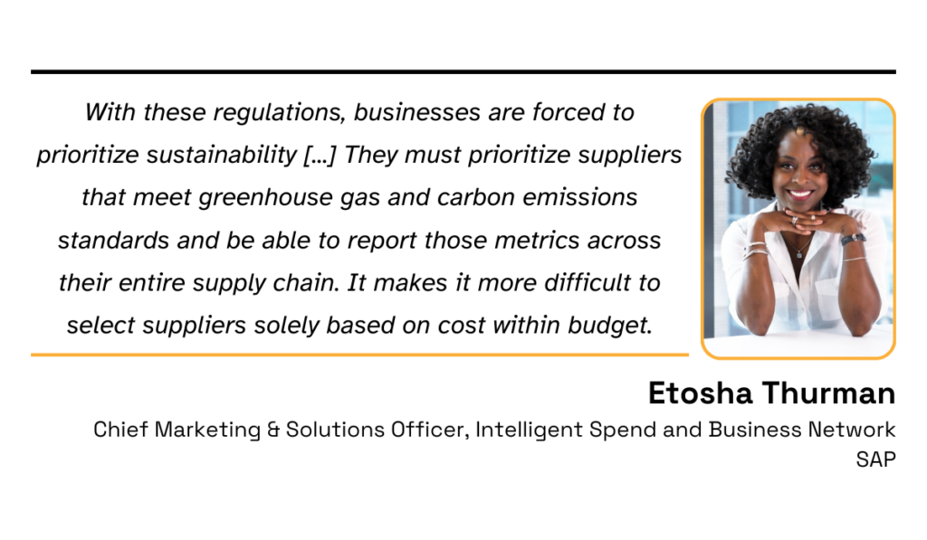 quote explaining that businesses are adopting sustainability practices due to regulatory requirements