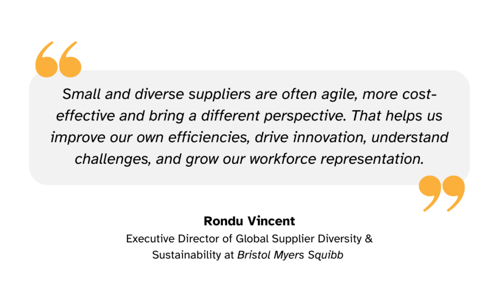 quote explaining that investing in supplier diversity leads to innovation and agility