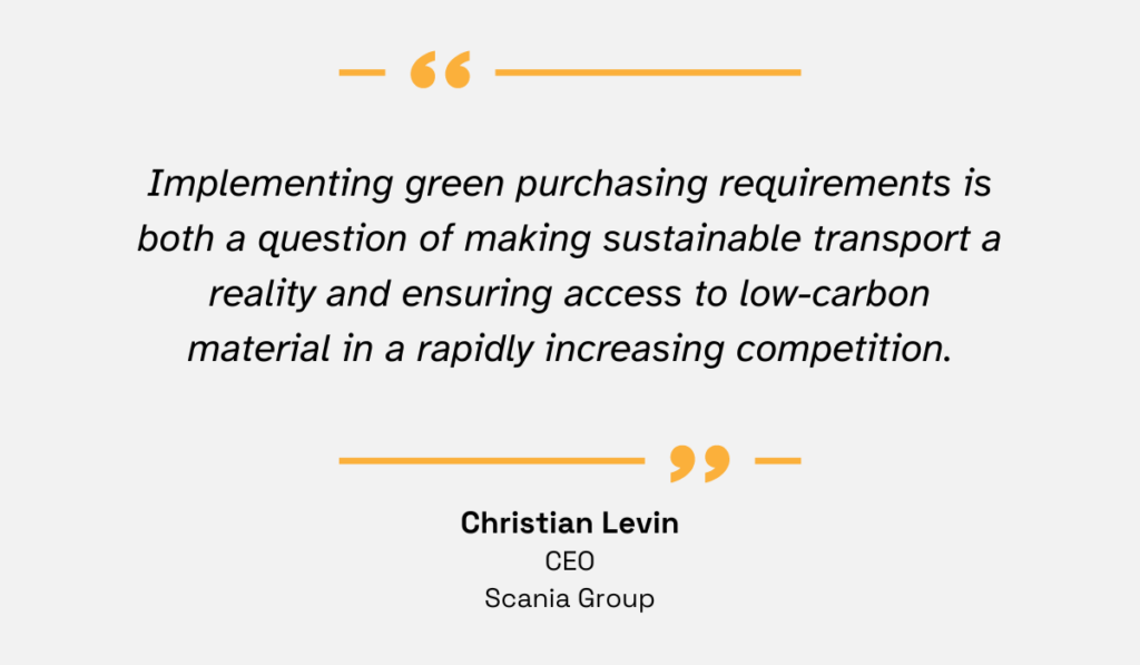 quote about the impact of green purchasing in the transport industry