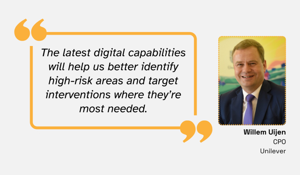 a quote on how digital tools help Unilever identify risks across supply chain