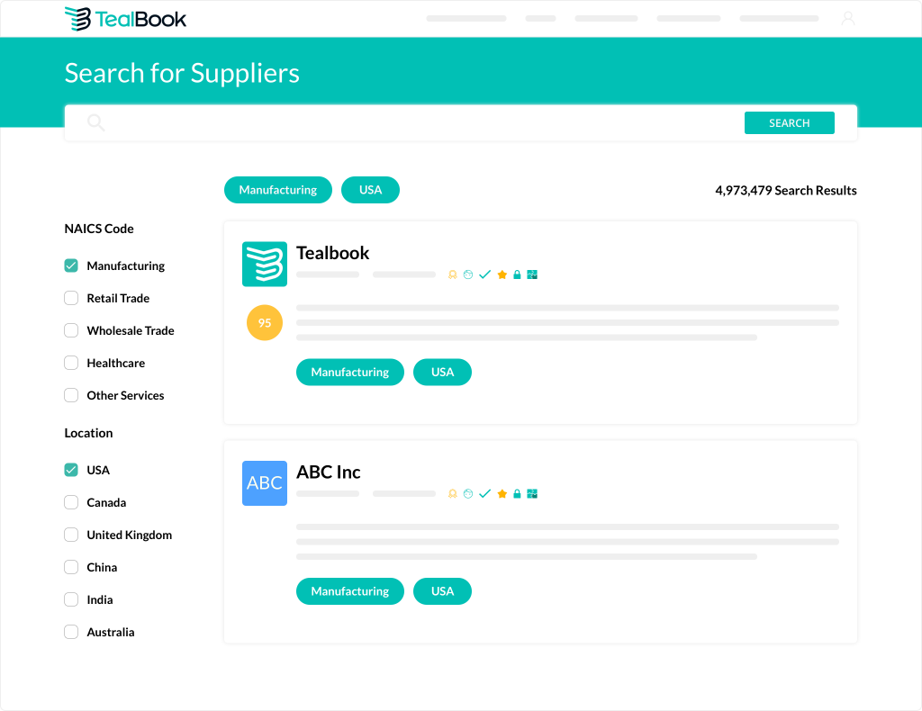 TealBook dashboard