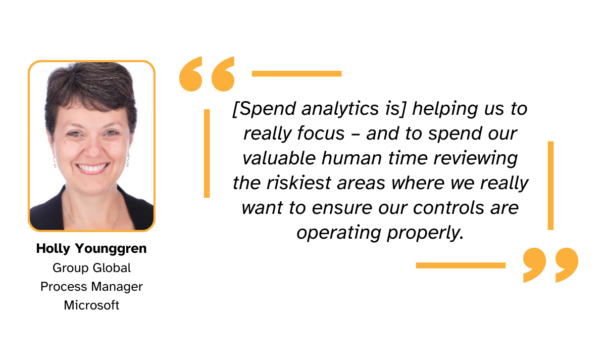 quote about how spend analytics helped microsoft employees focus on reviewing risks requiring human time