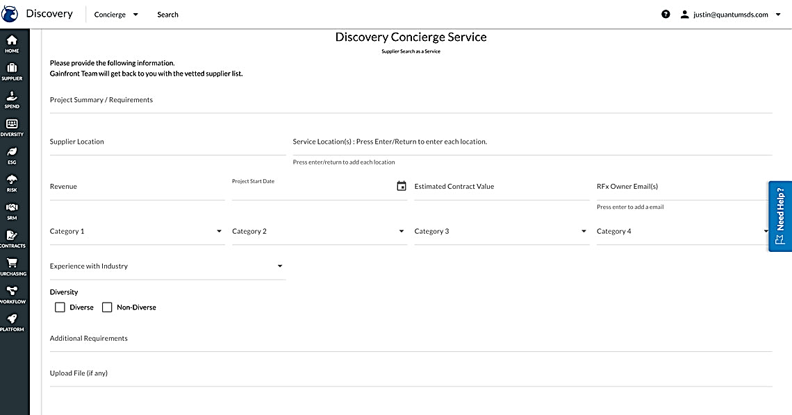 gainfront discovery concierge service screenshot