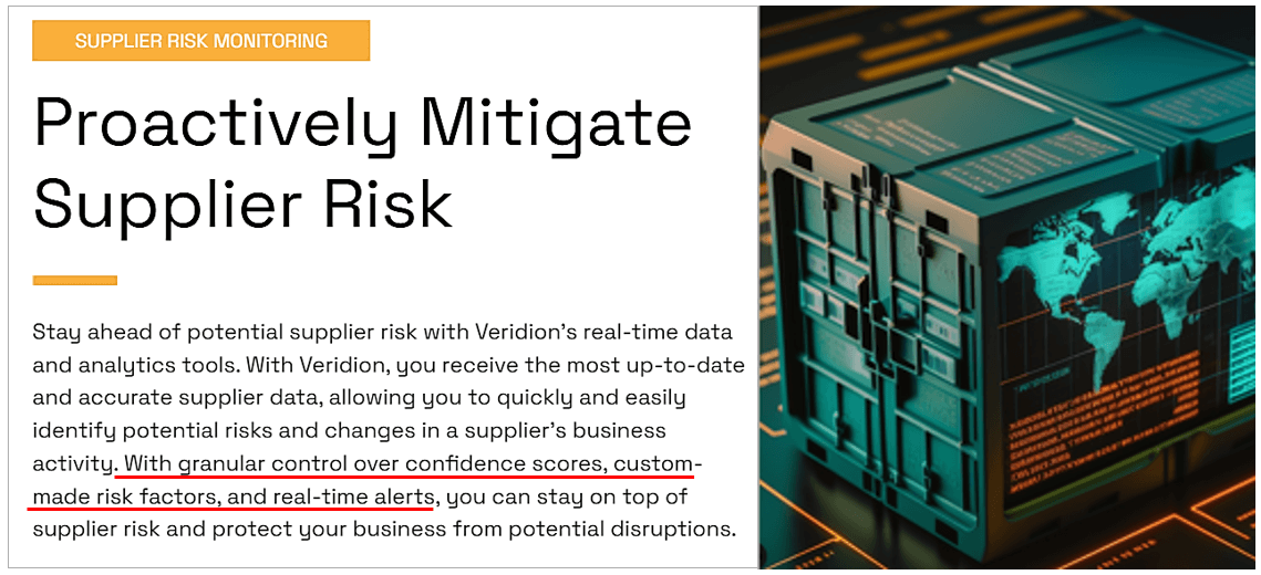 veridion supplier risk mitigation screenshot