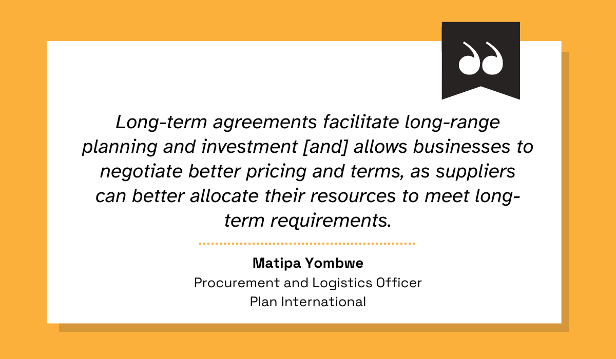 quote about the benefits of long-terms agreements with suppliers