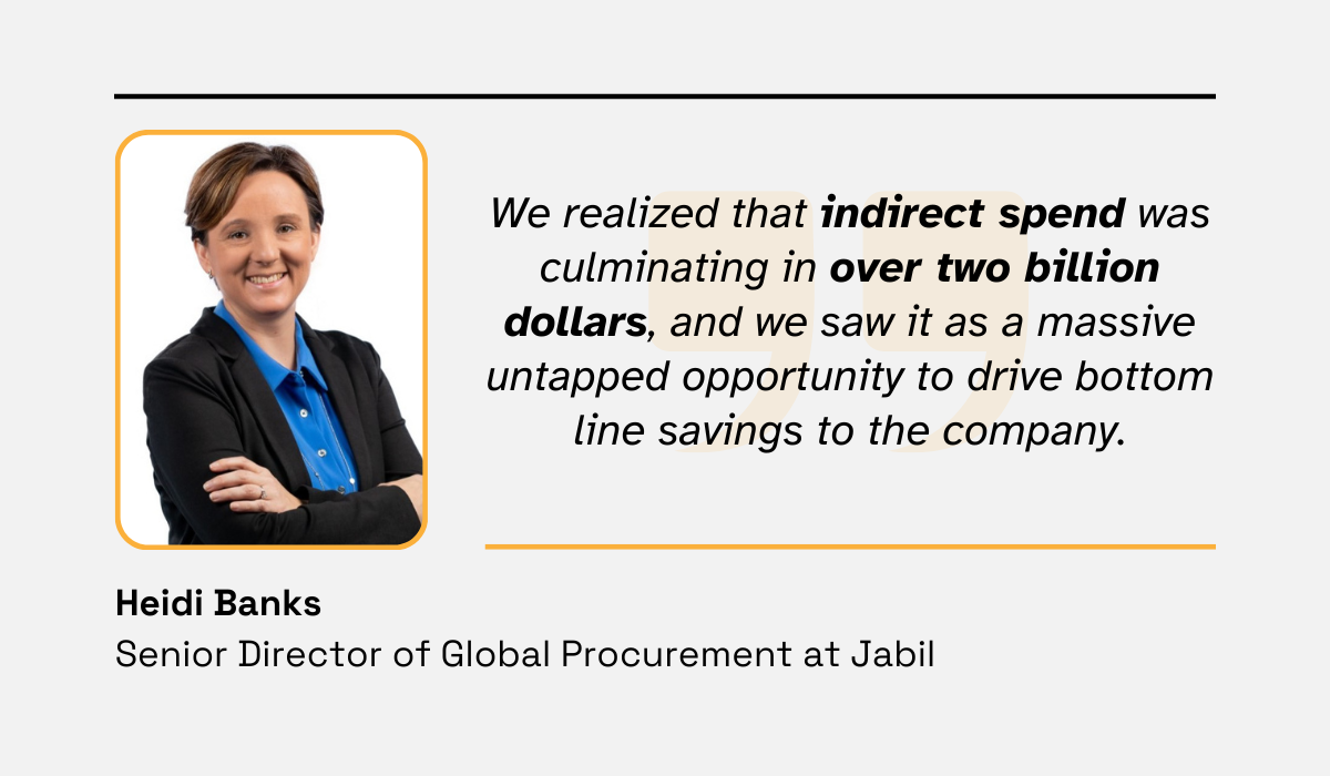 quote explaining the issue that jabil had with indirect spend