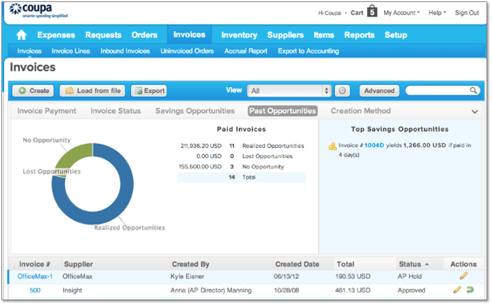 coupa tool screenshot