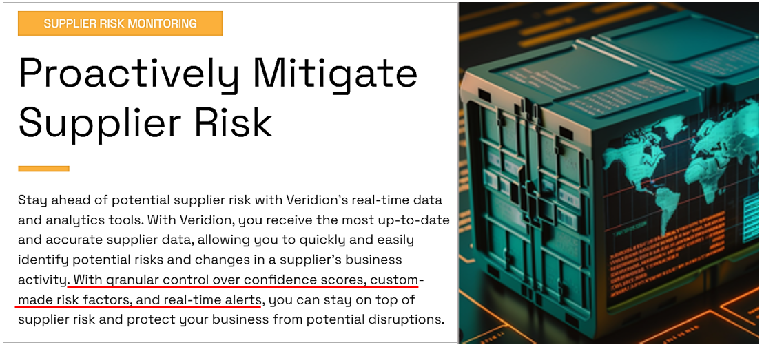 veridion supplier risk mitigation screenshot
