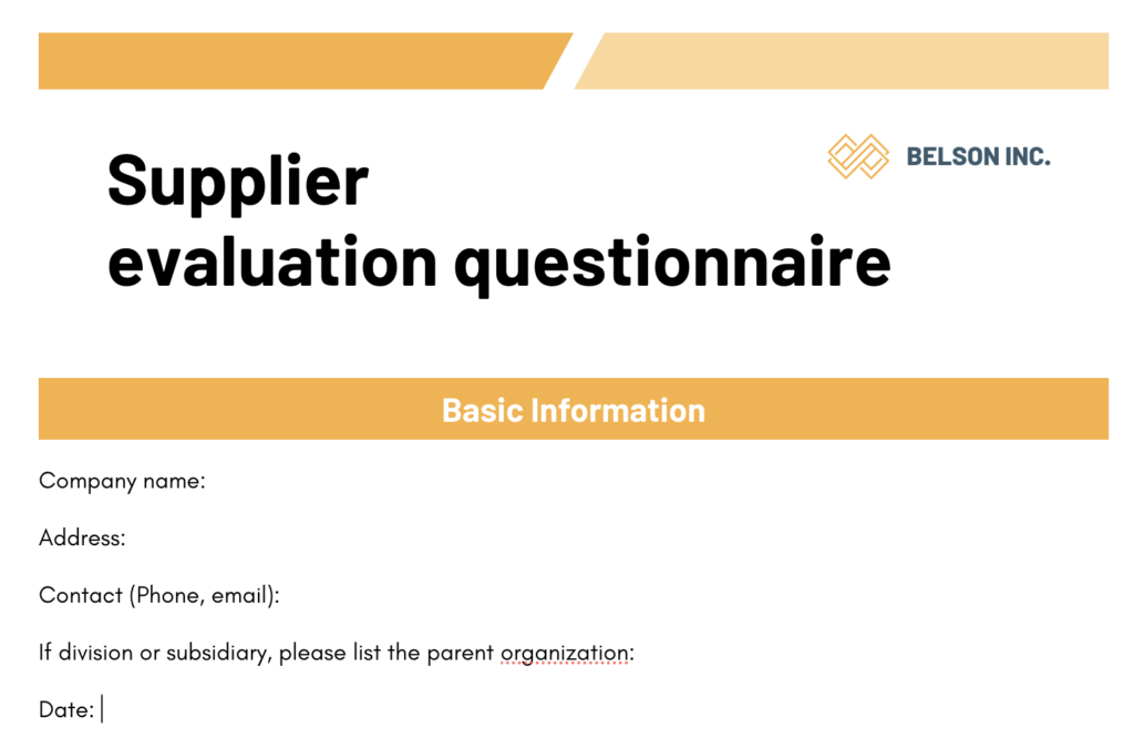 supplier evaluation questionnaire 