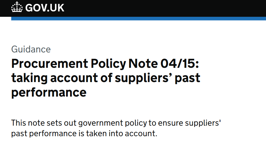 screenshot of the UK government’s Policy Note 04/15