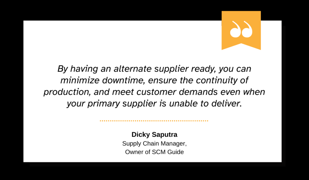 quote on the importance of having backup suppliers