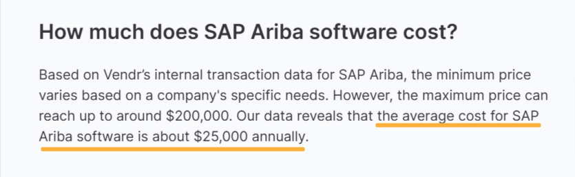 Cost of SAP Ariba software infographic