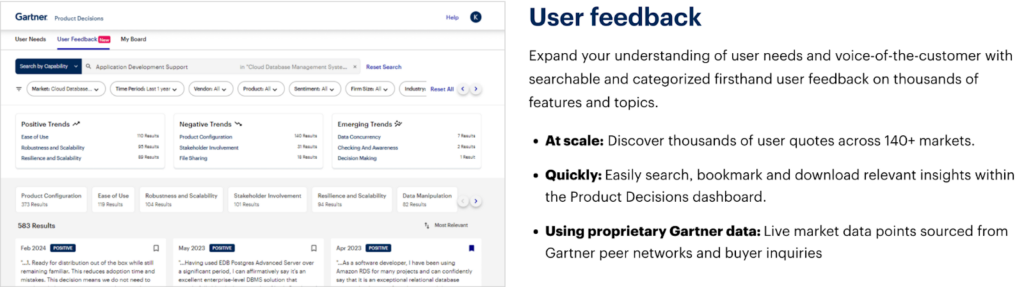 User feedback for Gartner