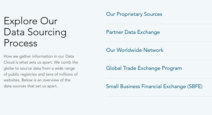 D&B data sourcing process 