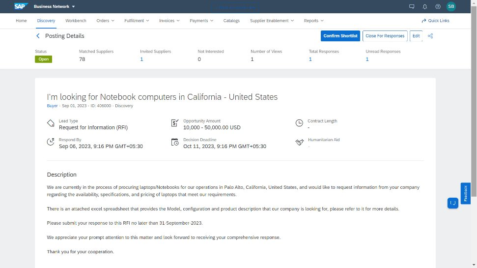 SAP dashboard