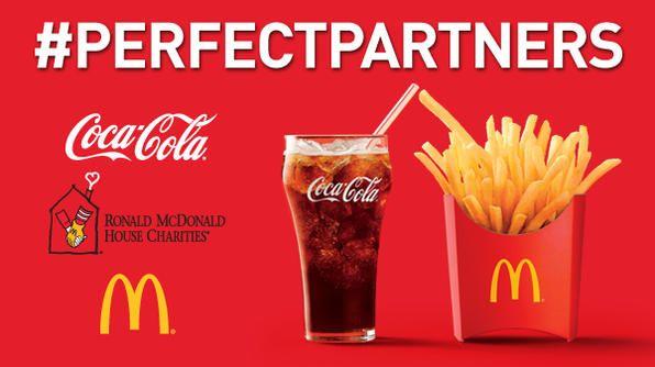 Advertisement featuring Coca-Cola and McDonald's as #PerfectPartners